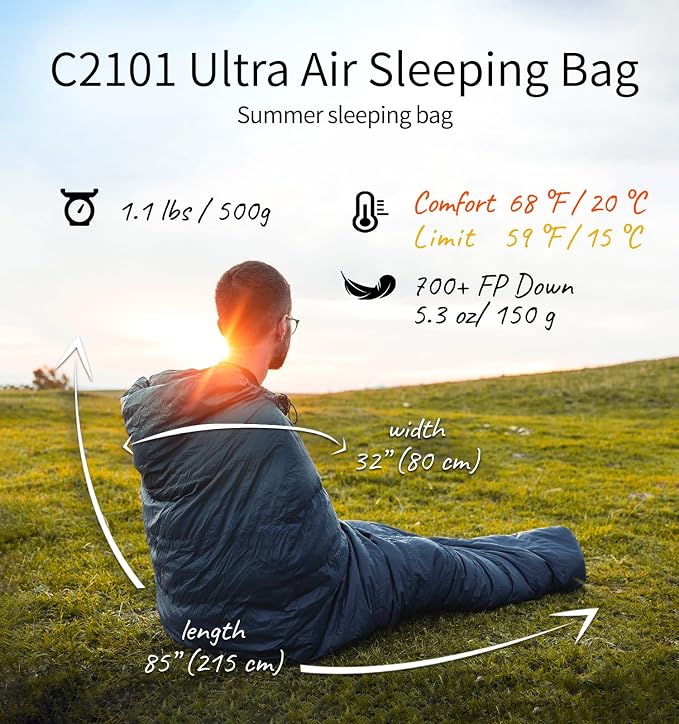 Litume Ultra Compact Down 3 Season Mummy Sleeping Bag, 700 Fill Power Sleep Sack for 3 Season, Ultra Lightweight, Compact and Portable, for Hiking Traveling Camping Backpacking Adult Outdoor Durable