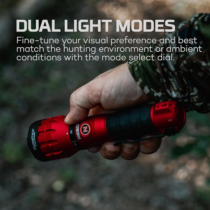 NEBO IllumaTrace Blood Tracker Flashlight | 180 Lumens, 3 Hour Run Time, Rechargeable Tracking Light for Big Game Hunters, Waterproof, High Grip Handle, White Light Mode, Includes USB Charging Cable