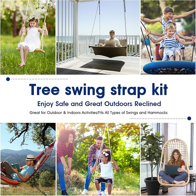 Safe Tree Swing Straps Hanging Kit with Two Alloy Carabiners 2,200lb Breaking Strength Easy and Fast Installation Swings or Hammocks (20ft)