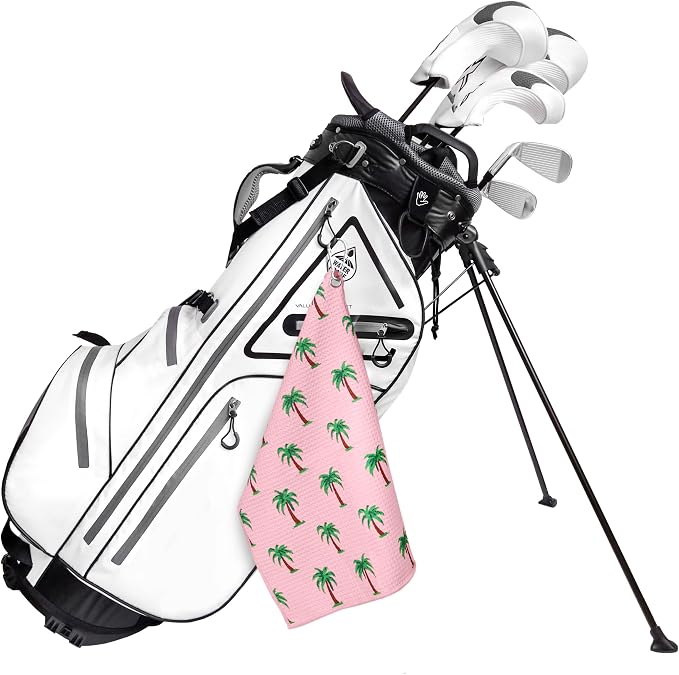 Golf Towel Gift for Golf Bags with Clip for Men & Women, Waffle Weave Microfiber Towel with Industrial Strength Clip Hook for Strong Hold to Golf Carts or Clubs, Set of 6