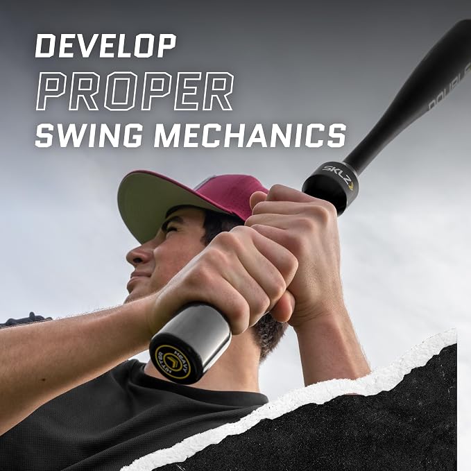 SKLZ Double Drive Weighted Training Bat for Baseball & Softball | 28" Length, 30 oz. Weight | Weights Above and Below Grip for Bat Speed and Power | Durable Aluminum Build | Durasoft Grip