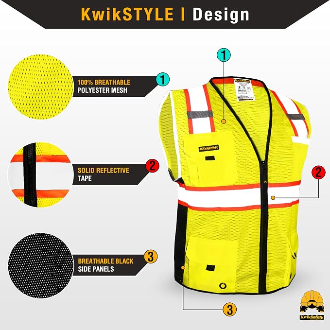 KwikSafety - BIG KAHUNA Safety Vest | Base & Limited Edition | Class 2 Reflective Vest ANSI OSHA Safety Vest for Men