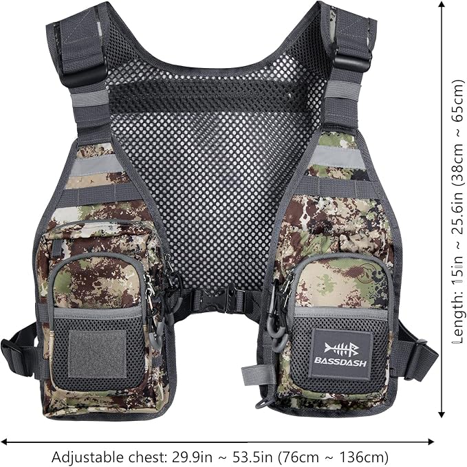 BASSDASH FV08 Ultra Lightweight Fly Fishing Vest for Men and Women Portable Chest Pack