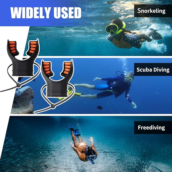 Scuba Diving Mouthpiece, Silicone Snorkel Mouthpiece Regulator Replacement with Regulator Tie Fits Most Standard Regulators Scuba Diving Accessories, Orange/Black/Yellow/Green