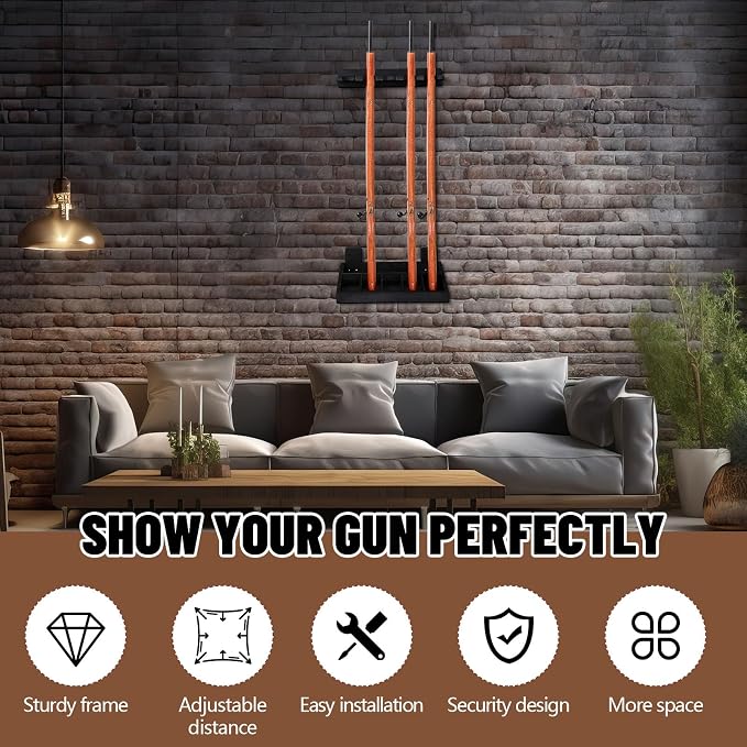 GlikCeil 1 Set Wooden Vertical Gun Rack Wall Mount Indoor Hold up to 5 Long Guns Shotguns Rifle Racks Display Holder Stand for Firearms Display Storage Home Accessories Office