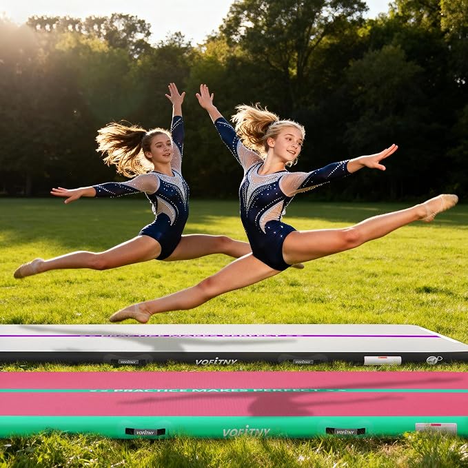 VOFiTNY All Purpose Gymnastics Mat 6.6/10/13/16/20 ft Sturdy Inflatable Tumble Track for Home/Gym