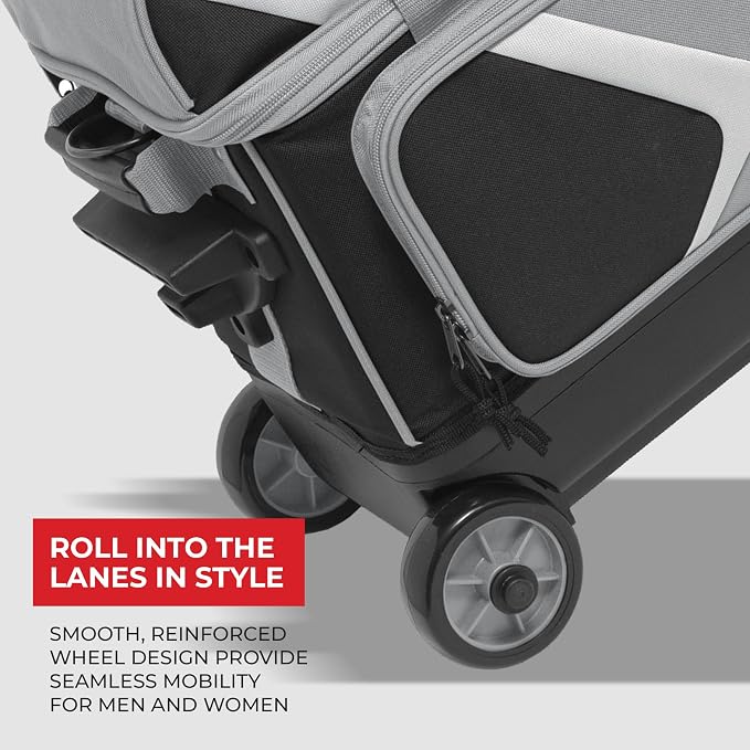 BSI Dash Roller Bowling Bag with Smooth Rolling Wheels, Padded Ball Compartment, Retractable Locking Handle, & Shoe Pocket