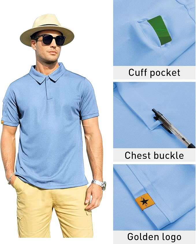 ZITY Mens Polo Shirt Short Sleeve Sports Tactical T-Shirt Athletic Golf Polos Daily Casual Stylish Collared Shirts for Men