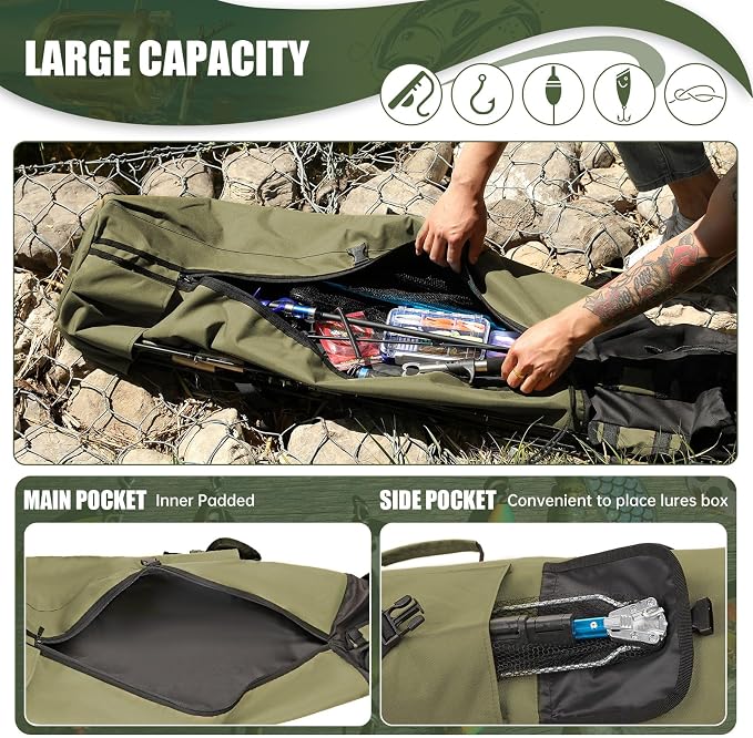 Fishing Pole Bag Rod Case, Folding Fishing Pole Bag Fishing Gear