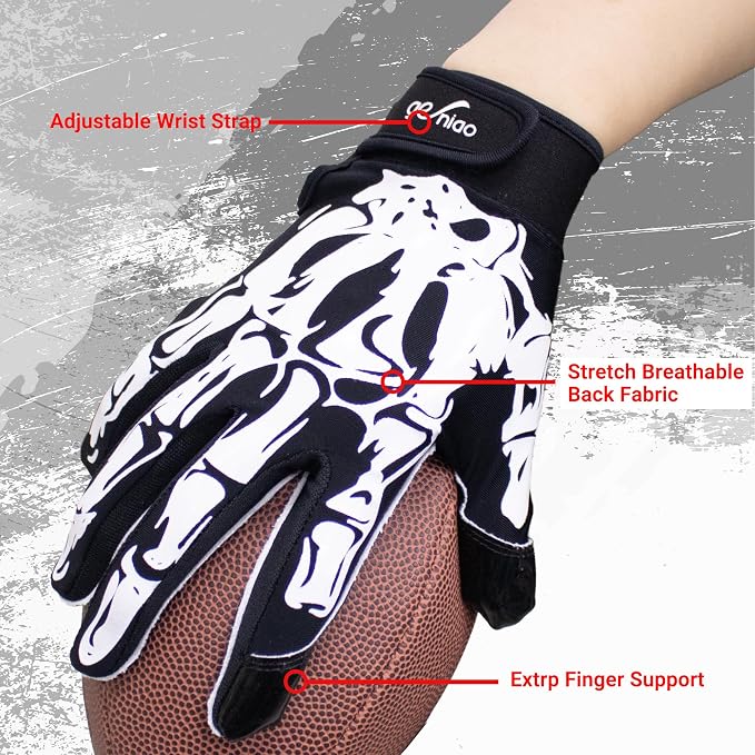Football Gloves for Youth and Adult Men,Sticky Adhesive Palms Receiver Gloves,Grip Boost Flag Football Accessories Gifts for Family and Friends