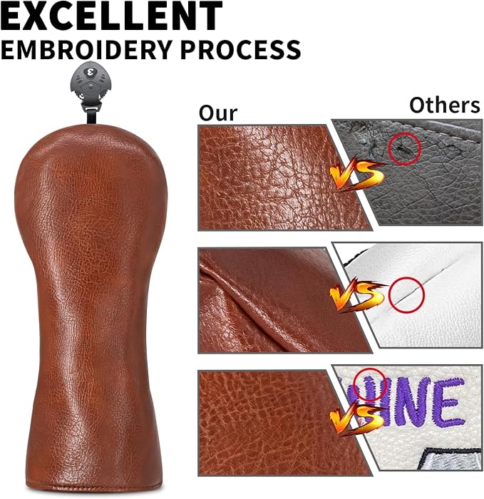 Golf Accessories Golf Club Covers for Driver, Fairway, Hybrids - Golf Driver Headcover/Golf Fairway Wood Head Cover/Hybrid Headcover for Men/Women Golfer