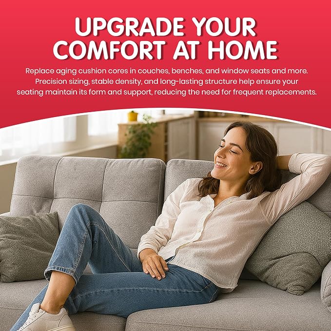 FOAMYFOAM 6Pack of High Density 6 inch Thick, 18 inch Wide, 18 inch Long Upholstery Foam, Cushion Replacement