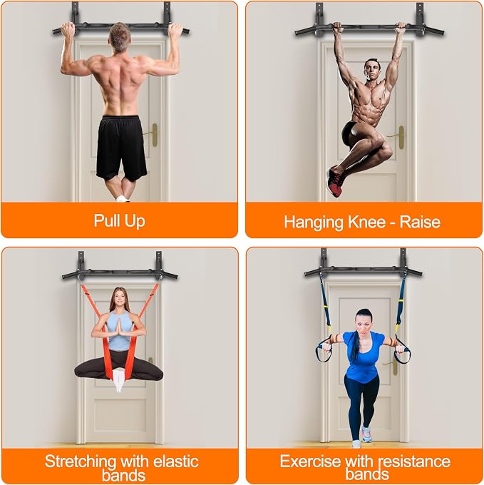 Wall Mounted Pull Up Bar - Heavy Duty Chin Up Bar, Pull-Up Bar for Garage, Joist, Wall Mount - Multifunctional Fitness Bar, Supports up to 600 Lbs