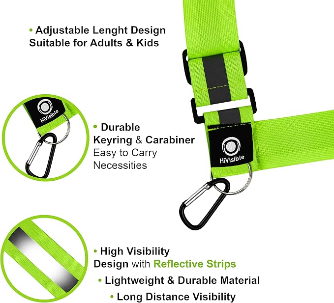 Bulk 10 Pack - Safety Reflective Sash for Walking at Night Adjustable Safety Sash for Men Women Kids Reflective Belt Sash for Running Walking Biking