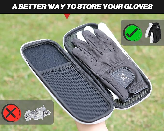 Handy Picks Performance Golf Glove Case - Golf Gloves Holder Case That Protects n Keeps Your Golf Gloves Neat n Dry - Air Flows Through on The Back Cover to Let The Moisture Out