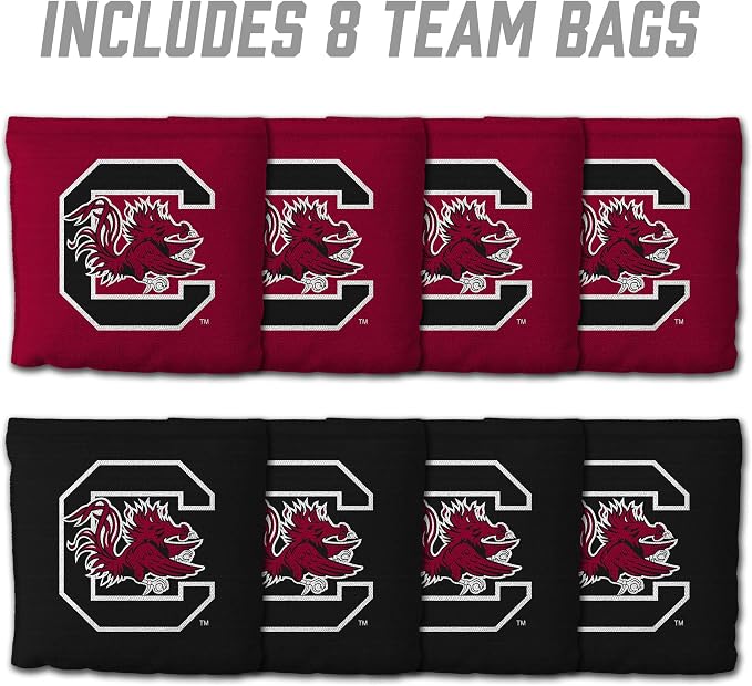 YouTheFan Officially-Licensed NCAA Set of 8 Cornhole Bags - All Weather Dual Sided Slide & Stop - Regulation Size with Carry case