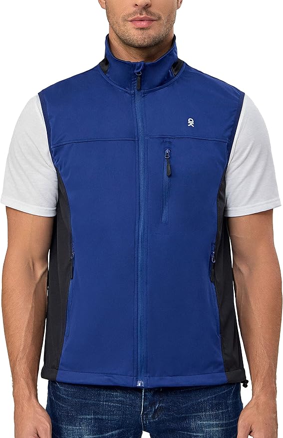 Little Donkey Andy Men's Lightweight Softshell Vest, Windproof Sleeveless Jacket for Running, Hiking, Cycling, Golf