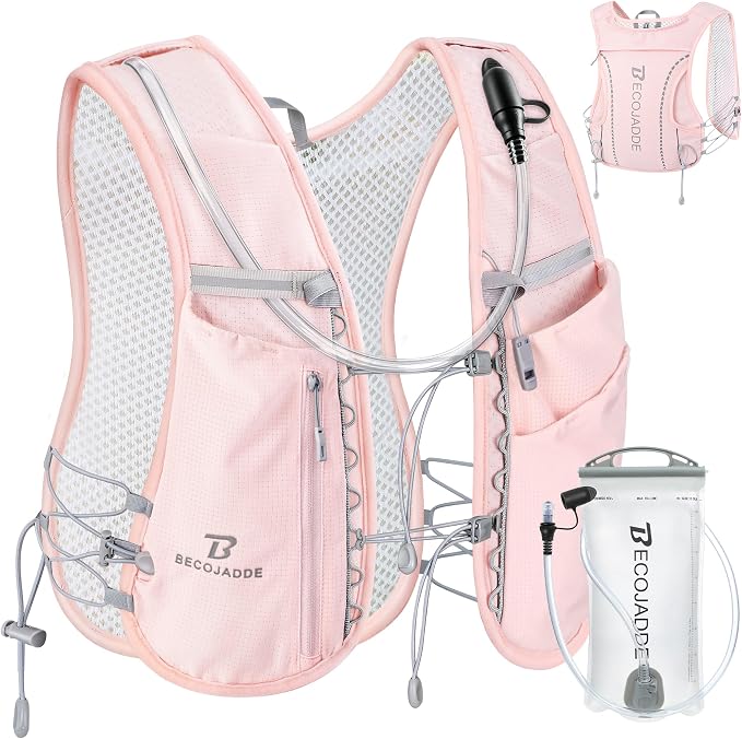 BECOJADDE 5L Running Vest for Women, Hydration Backpack Lightweight & Breathable for Trail Running, Marathon, Hiking, Cycling