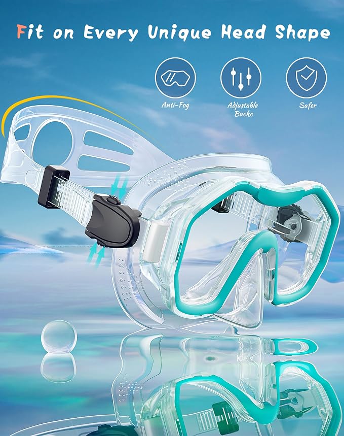 Snorkeling Gear for Adults Kids, Dry-Top Snorkel Set, 180°Panoramic Wide View Diving Mask Breathing Freely Snorkel Mask for Snorkeling Scuba Diving Swimming Travel