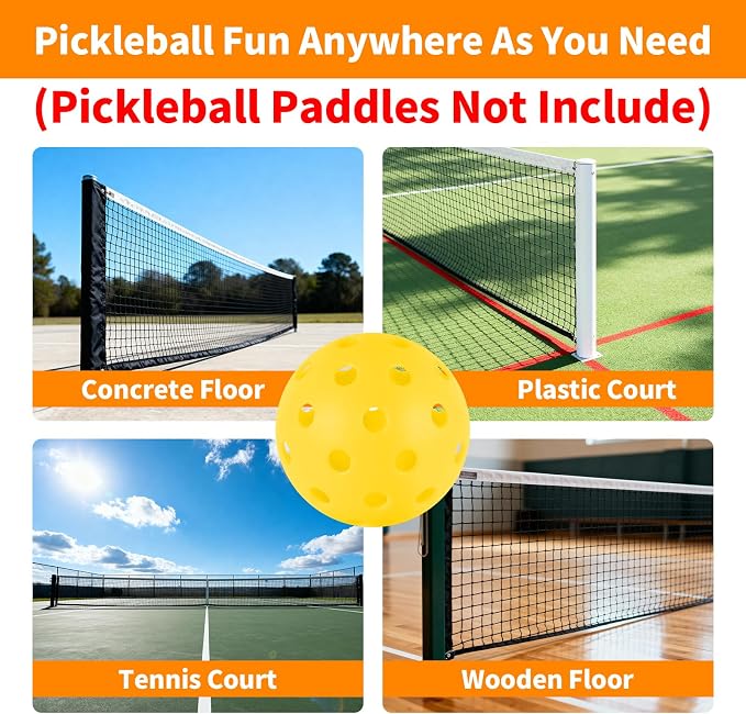 4/6/12/20/50/100 pcs Pickleball Balls,40 Hole Outdoor Pickleball Balls,8mm Precision Drilled-Spaced Pickle Ball Set-Profession Plastic Ball for Pickleballs Paddles and Indoor Floor Sport Court