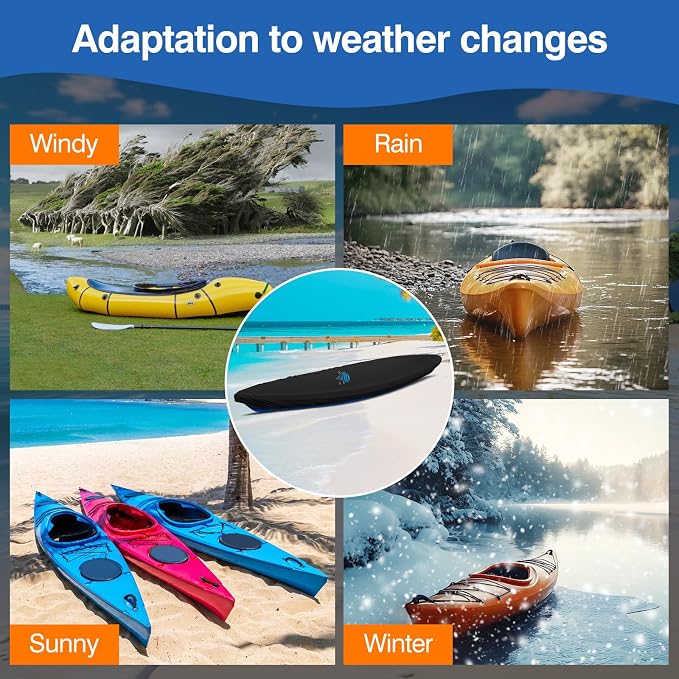 Kayak Cover 600D Canoe Cover for Outdoor Storage Heavy Duty & Waterproof, Fade-Resistant, Fits Paddle Board, SUP, Canoe, and Kayak Boat