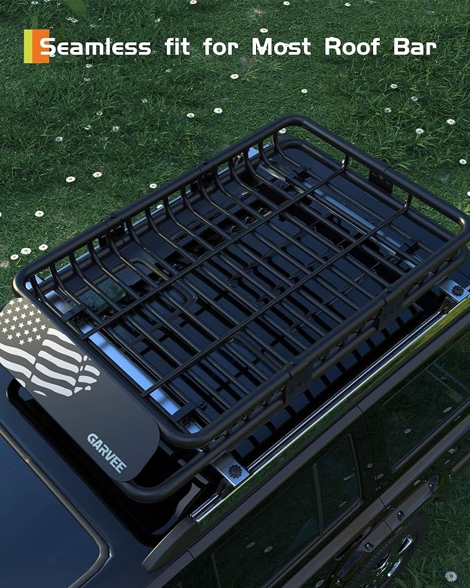 GarveeLife 84 in x 39 in Roof Rack Basket, 200 LBS Capacity Rooftop Cargo Carrier Basket with Extension Luggage Rack Heavy Duty for SUVs, Trucks, Vehicles