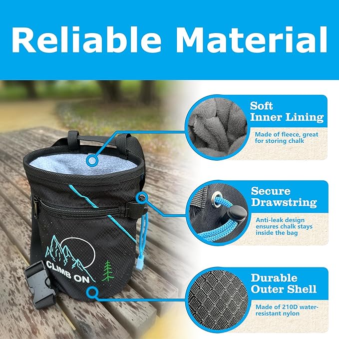 Chalk Bag + Ball for Rock Climbing, Bouldering, Top Rope | Climb On