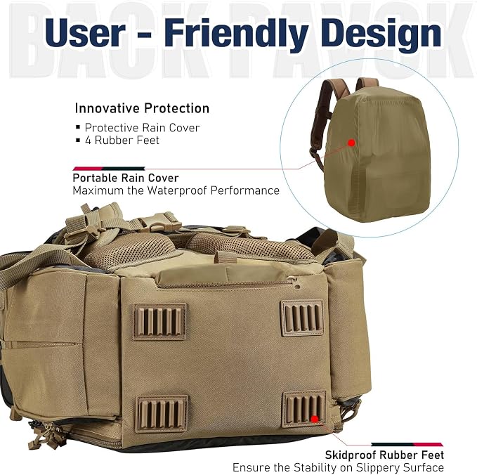 Piscifun Fishing Backpack with 2 Rod Holders & 4 Tackle Boxes, Large Tackle Storage Bag With Rain Cover for Fishing Gear