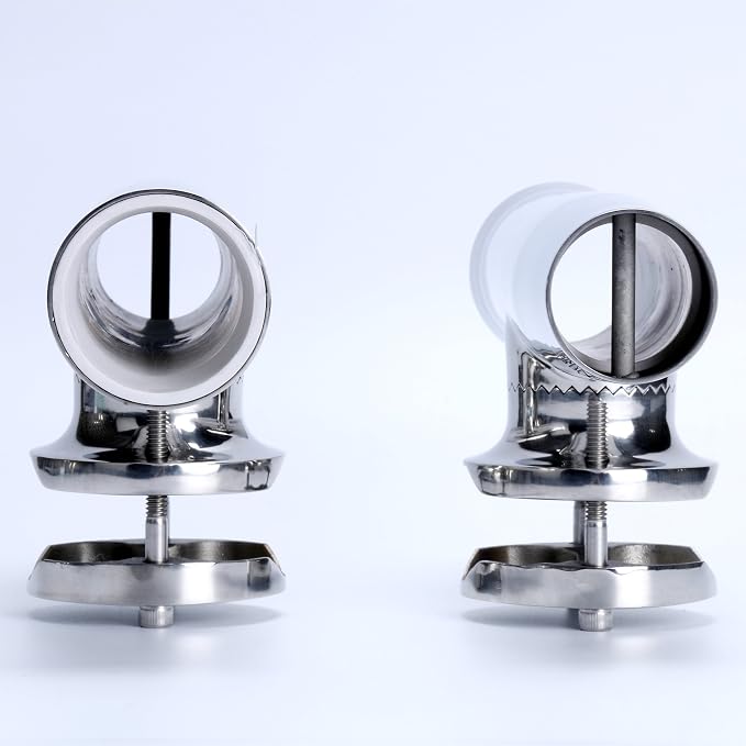 Amarine Made 4 Pcs Fishing Rod Holder, Stainless Tournament Style Clamp on Rod Holder, Rail Mount Fishing Pole Holder for Rails 1-1/4" to 2" Gimbal Pin at Bottom