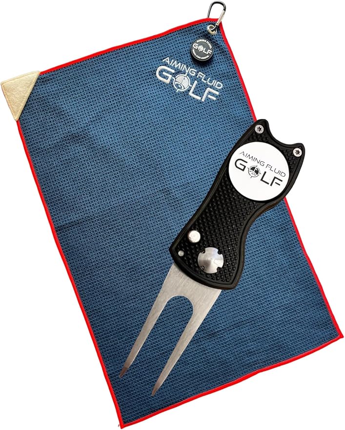 Multi-Function Magnetic Golf Towel I Exclusive Wash Pocket I Magna-Anchor Technology I Scrub Pad and Premium Golf Divot Repair Tool with Magnetic Ball Marker