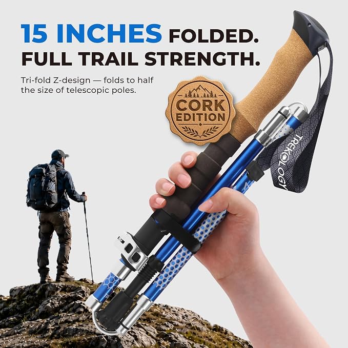 Trekology Trek-Z Collapsible Hiking & Trekking Poles - Balance Support for Seniors, Women, and Men, 2pc Per Set