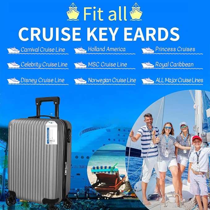 14 Pcs Carnival Cruise Essentials Kit Include Retractable Lanyards for Ship Card, Luggage Tags Holder, Towel Bands, Waterproof Phone Pouch, Magnetic Hook for Carnival, NCL, MSC, Costa 2026-2027
