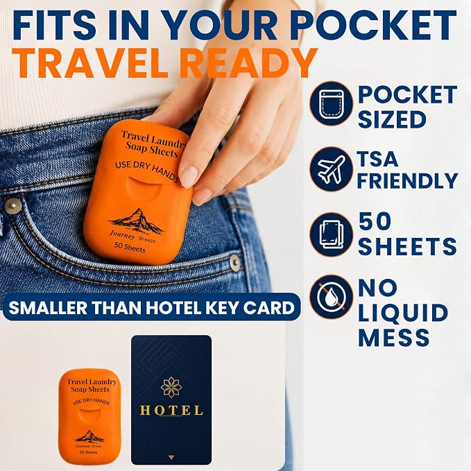 Travel Laundry Detergent Sheets Bundle – 50 Count Hand Wash + 20 Count Hand/Machine Wash Laundry Detergent Sheets for Sink Washing in Hotels, Cruises, Camping & Backpacking
