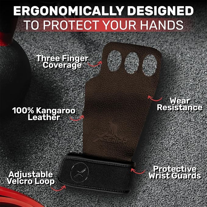 X-GRIPP: Kangaroo Leather Hand Grips for Weight Lifting, and Cross Training - Gymnastics, Grips for Men and Women for Muscle and Pull ups - Tactical Grips