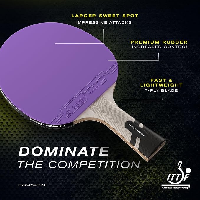 PRO-SPIN Ping Pong Paddles – ITTF Approved Professional Table Tennis Rackets with Carbon Fiber for Superior Control | 7-Ply Blade, Premium Rubber, 2.0mm Sponge