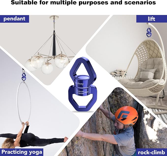 Swing Swivel, 35KN Safety Rotational Device,Swing Spinner for Web Tree Swing, Aerial Dance, Children's Swing, Hanging Hammock（Dark Blue）