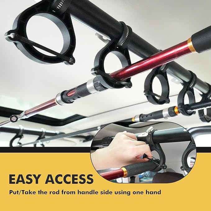 Hikeen Fishing Rod Holder for Car, Vehicle Fishing Pole Holder Roof Rack Inside,5 Rod Capacity, Heavy Duty Adjustable 35-59 Inch, Fishing Rod Carrier Pole Storage for Trucks, SUV, Wagons, Van