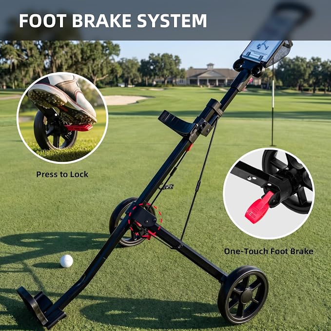 XDriveMax GC01 Golf Pull Push Cart 2 Wheel,Foldable Golf Push Cart for Golf Clubs,Lightweight Folding Golf Walking Pull Carts
