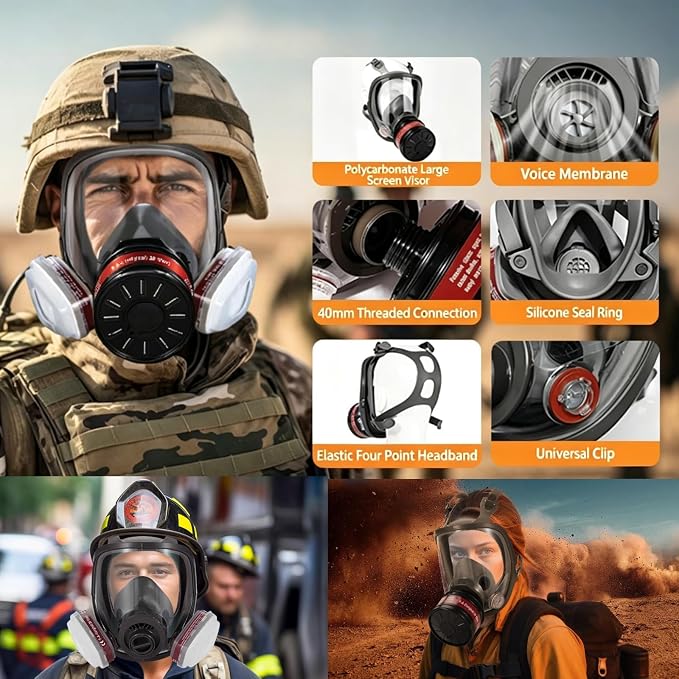 Full Facepiece with Filters for Paint, Chemical, Epoxy Resin, Spray Painting, Sanding Work