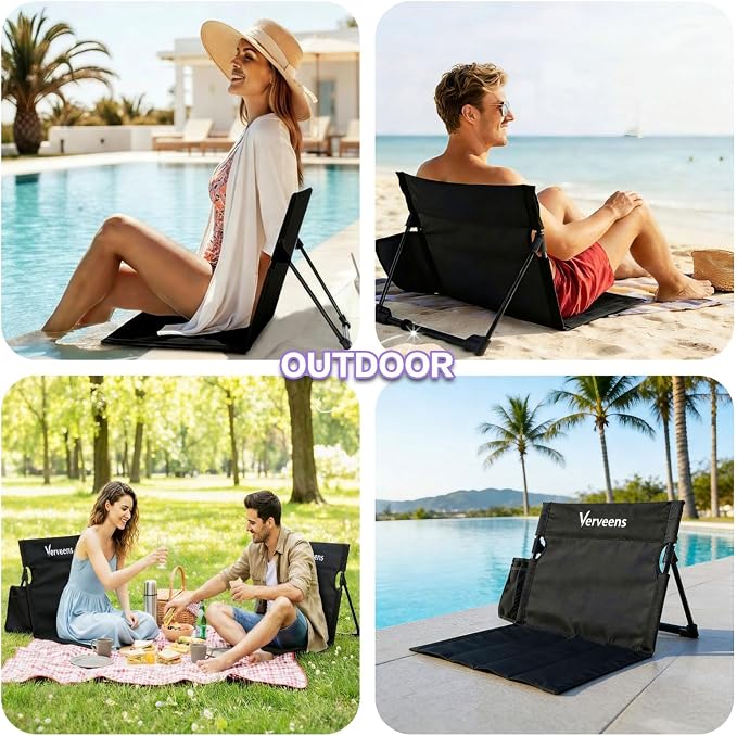 Extra Large Foldable Camping Chair with Cup Holder,Ultra-Light Portable Beach Chair with Carry Bag for Sunbathing Swimming Poolside Picnic Lawn Road Hiking Trips (Black)