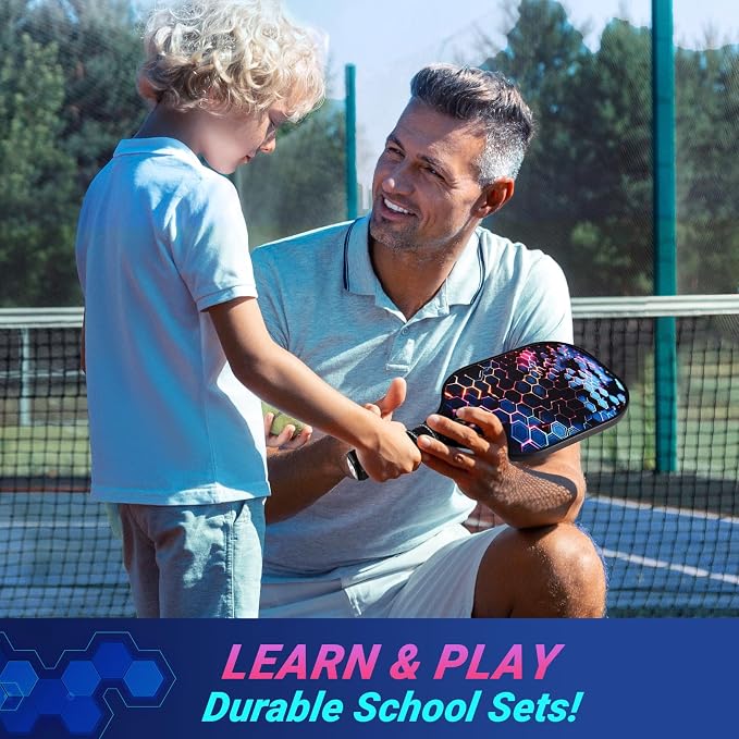 niupipo Pickleball Paddles Set of 2 or 4, USAPA Approved Fiberglass Pickleball Paddle Set with Balls and Bag, Polypropylene Honeycomb Core, Lightweight Pickleball Paddles for Beginners Men Women