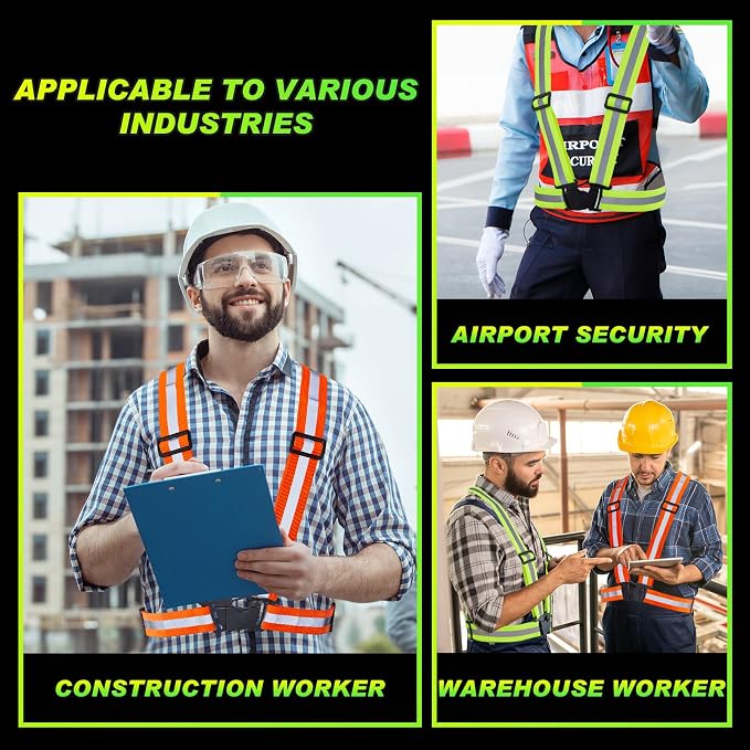 Hercicy 30 Pcs Reflective Vest High Visibility Safety Vests, Adjustable Running Gear Straps Lightweight Reflector for Construction (Orange,Green)