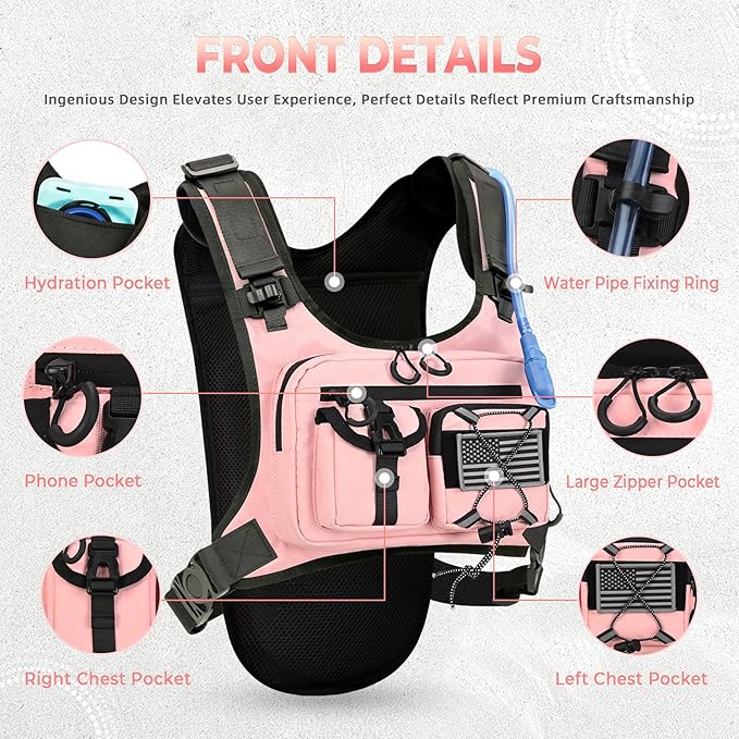 Criuage USA Patent Running Hydration Vest Backpack, Lightweight Chest Pack with 2.0L Water Bladder Bag Daypack for Hiking Running Cycling Race Marathon for Women Men