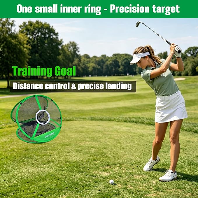 Pop Up 3-in-1 Golf Chipping Net – Circular Design for Relaxed Training, 3 Modes for Precision & Distance, Ideal Indoor/Outdoor Practice Kit, Golfer Gift