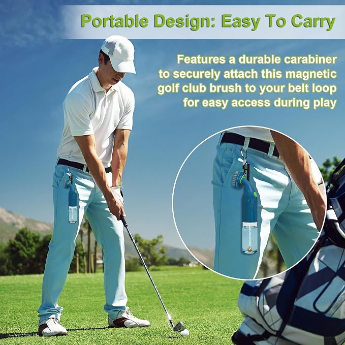 Kiss Core Electric Golf Club Cleaner Brush: AA Battery Powered for Effortless Cleaning - Golf Club Brush for Golf Accessories - Holds 5oz Water - Magnetic Clip - Golf Gifts for Golfer Men