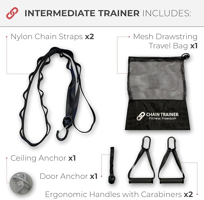 Portable Home Gym Multi-functional Basic Fitness Freedom Workout Equipment Comes in Basic, Intermediate, Advanced or Deluxe Sizes and Comes in Black or Silver