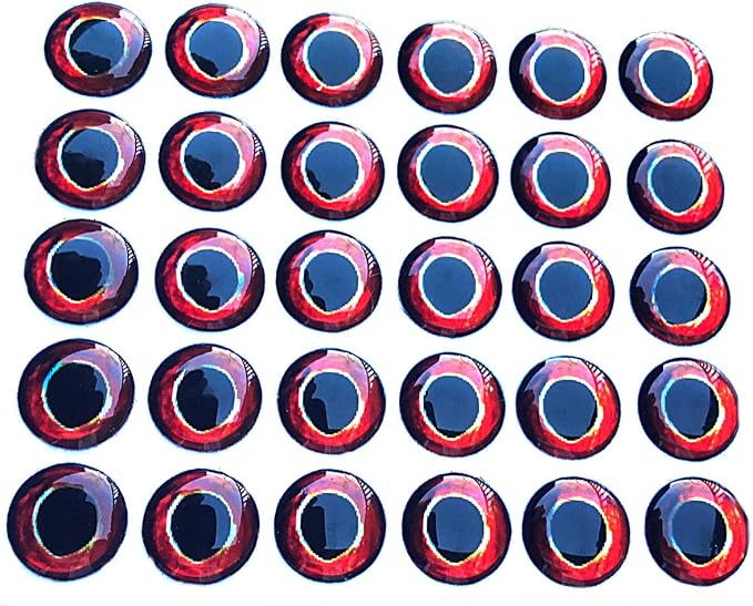 Brule 3-D Holographic Epoxy Fish Eyes (5mm-20mm) 60 Pack, Handpoured, Fishing Fly Tying Lures DIY Crafts