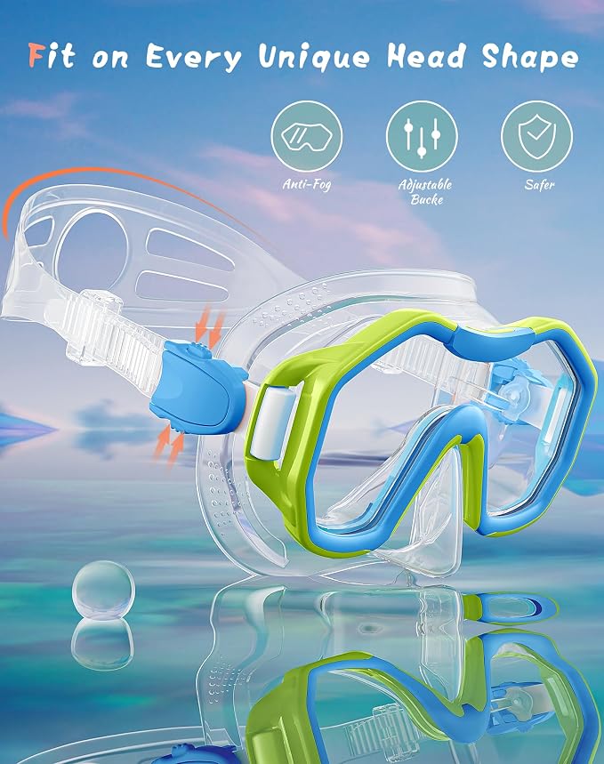 Snorkeling Gear for Adults Kids, Dry-Top Snorkel Set, 180°Panoramic Wide View Diving Mask Breathing Freely Snorkel Mask for Snorkeling Scuba Diving Swimming Travel