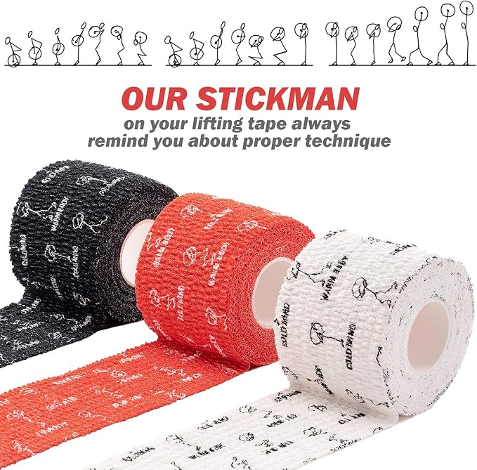 WARM BODY COLD MIND 1.85" Weightlifting Thumb Tape - Hook Grip Tape for Powerlifting, Cross Training, Gym Tape, Workout, Weight Lifting Tape, Athletic Finger Wrap (Mix V2 3 Rolls)