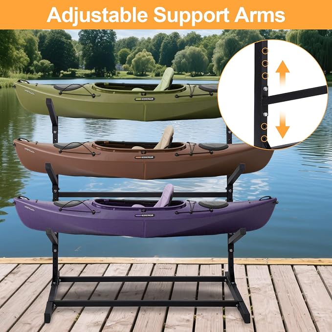 Kayak Storage Rack, Adjustable Kayak SUP Stand, Weatherproof and Heavy Duty Surfboard Storage Rack, Hold up Kayaks, SUPs, Paddleboards, Canoes